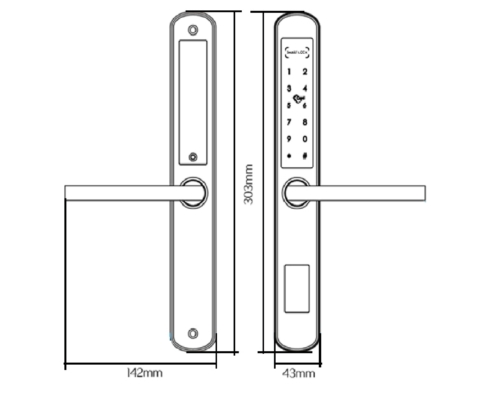 Cotas cerradura Electrónica para Hotel Hospitality y oficinas KR41